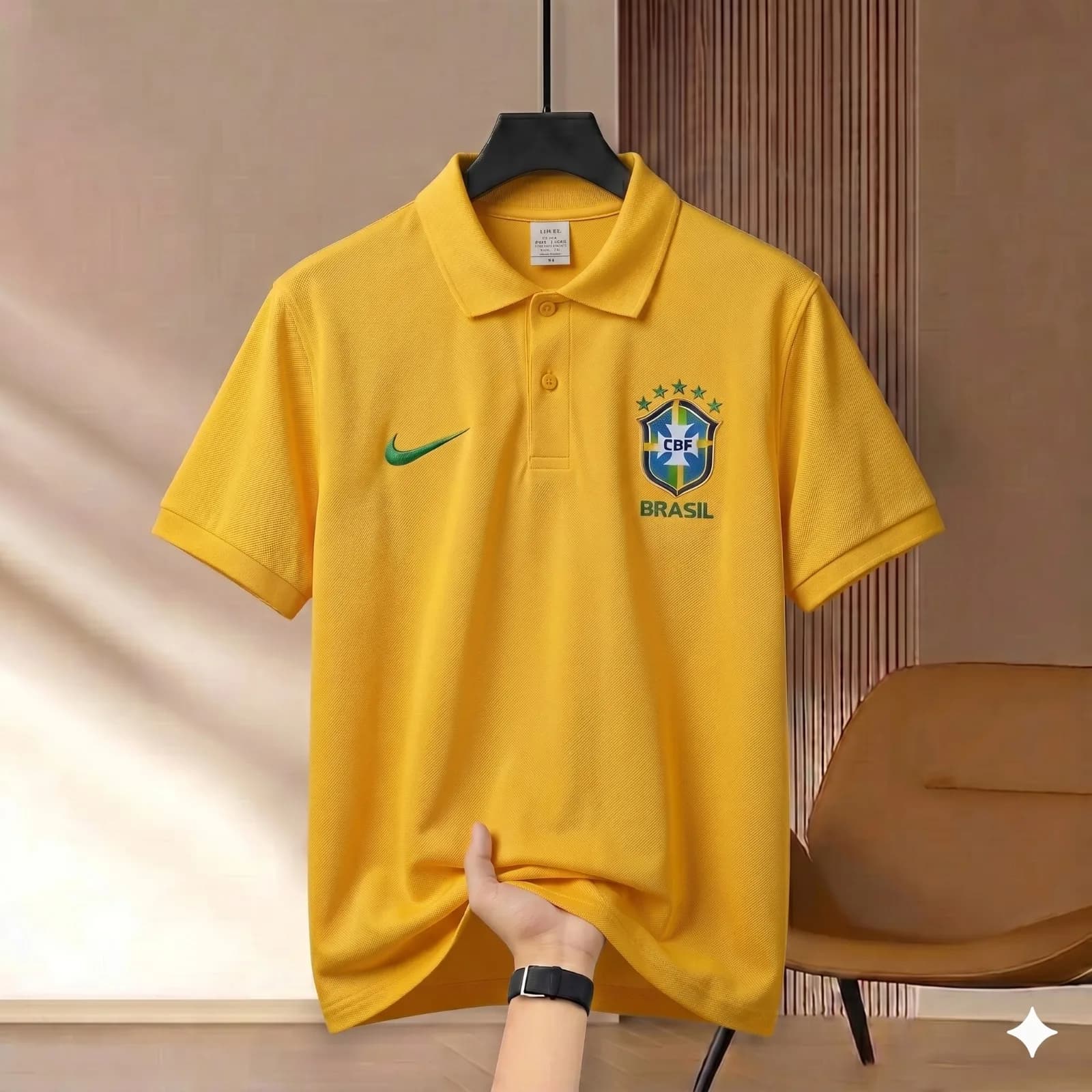 Highdency Rubber Print World Cup Polo Shirt